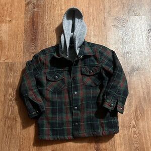 Plaid Jacket with Gray Hood